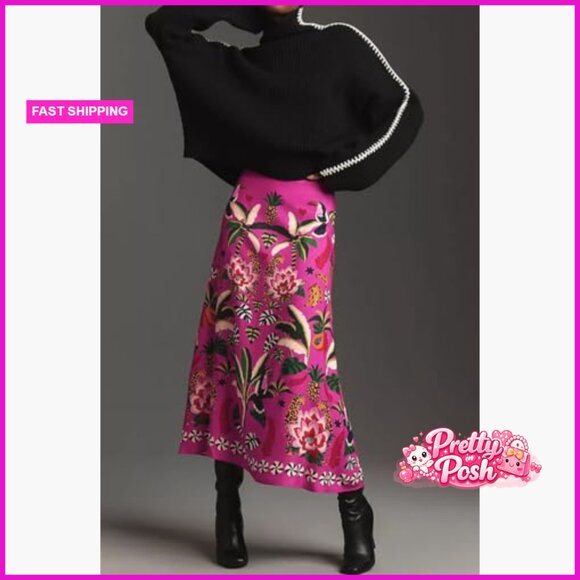 Polyester Blend Midi Skirt with Zipper High Waist A-Line - Picture 3 of 7